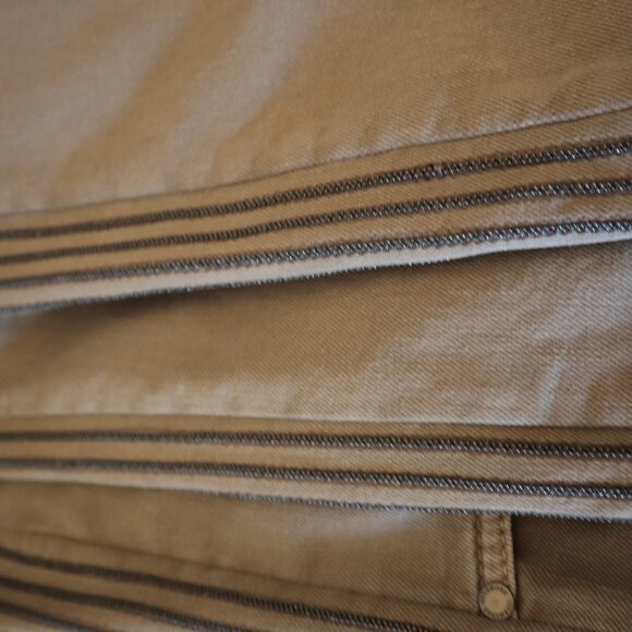 Brunello Cucinelli Jeans Monili Track Khaki Denim Wide Leg Relaxed 31x27 Size 4 - Picture 9 of 11